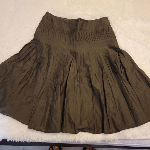 Club monaco cotton pleated skirt Sz 4 Brown - Picture 6 of 8